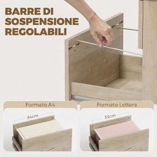 Scrivania Pieghevole 3 Cassetti 4 Ruote Rovere
