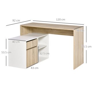 Scrivania Angolare in Rovere e Bianco per Computer