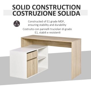 Scrivania Angolare in Rovere e Bianco per Computer