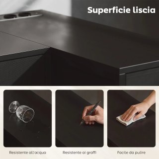 Scrivania Angolare 6 Cassetti con Prese Integrate