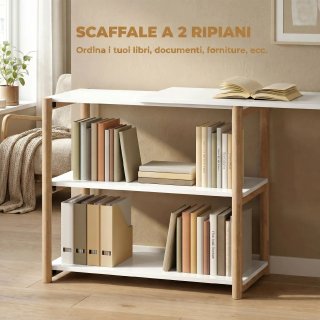 Scrivania Computer Pieghevole con Ripiani in Bambù