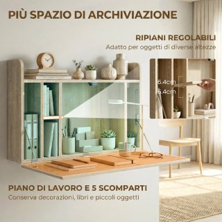 Scrivania da Parete con Ripiani 77 X 20 X 51 cm