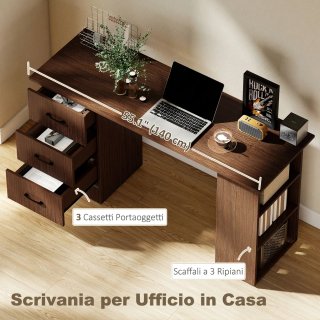 Scrivania Moderna Noce in Legno da 120x49x72 cm