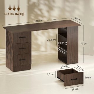 Scrivania Moderna Noce in Legno da 120x49x72 cm