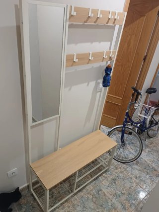 Perchero banco zapatero madera y metal