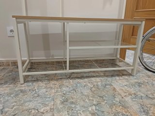 Perchero banco zapatero madera y metal