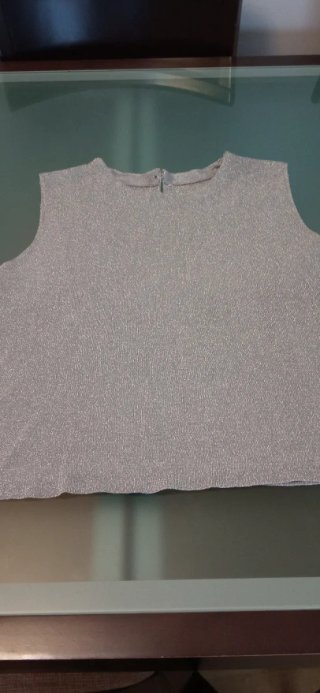 Top Zara Plateado Talla S Sin Mangas