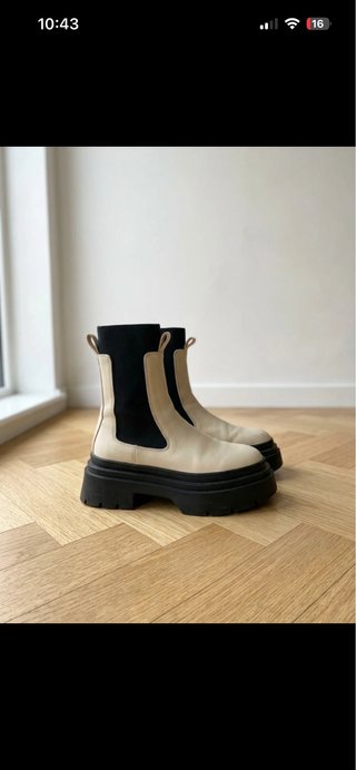 Botines Chelsea Mango Beige/Negro Talla 37
