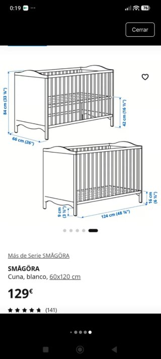 Cuna blanca Ikea Smagora