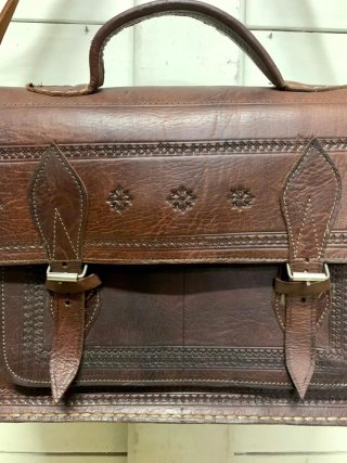 Bolso Cartera Cuero Vintage Marrón