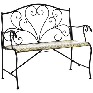 Panca da Esterno in Ferro Vintage 100x50x88cm Nero