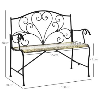 Panca da Esterno in Ferro Vintage 100x50x88cm Nero