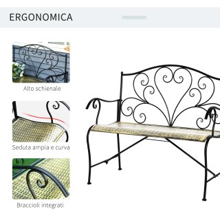 Panca da Esterno in Ferro Vintage 100x50x88cm Nero