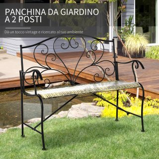 Panca da Esterno in Ferro Vintage 100x50x88cm Nero