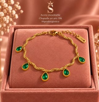 Pulsera Acero Inoxidable Chapado Oro 18K