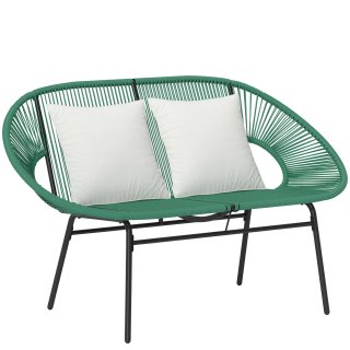 Divano da Giardino 2 Posti in Rattan PE e Verde