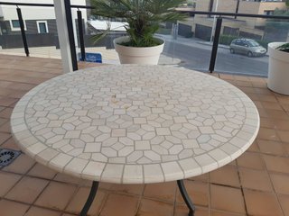 Mesa Terraza Mármol Beige/Gris Ø180