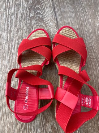 Sandalias cuña Graceland mujer rojas talla 38