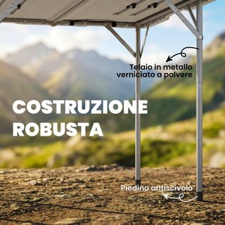 Tavolo da Campeggio Pieghevole Quadrato, in Metall
