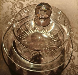 Quesera antigua cristal tallado vintage