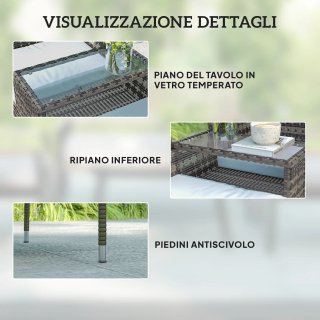 Panchina da Esterno 2 Posti con Tavolino in Rattan