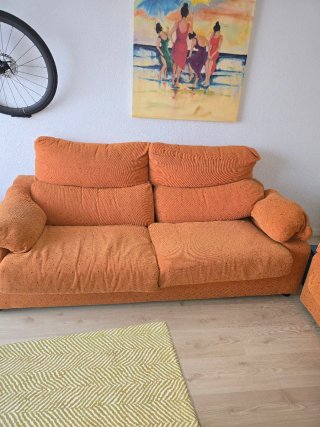 Sofá 2 y 3 plazas tela naranja