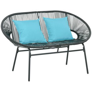 Divano da Giardino 2 Posti in Rattan PE e Nero
