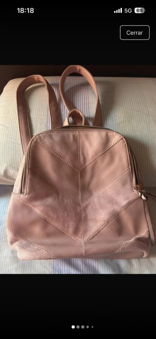 Conjunto mochila y monedero piel rosa