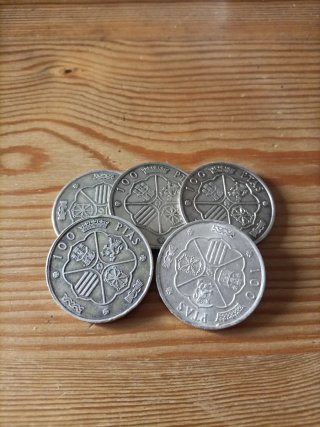 5 x 100 Pesetas de Plata 1966