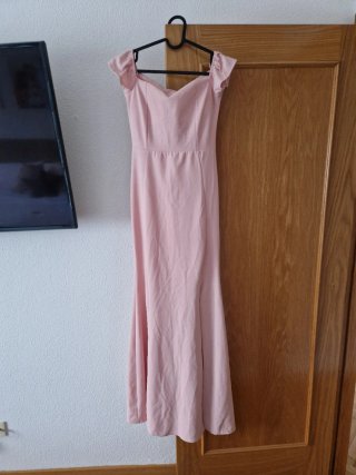 Vestido de fiesta azul y rosa
