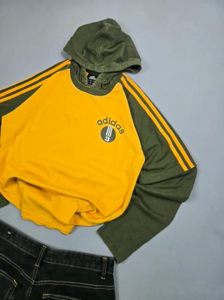 Sudadera Con Capucha Adidas Naranja y Verde Oliva