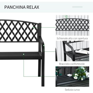 Panchina da Esterno 2 Posti in Acciaio e Ghisa