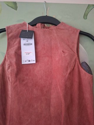Vestido Zara Piel Ante Rosa Talla S