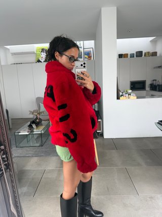 Bomber Supreme pelo rojo logo mangas S