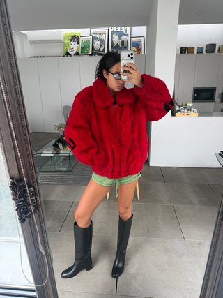 Bomber Supreme pelo rojo logo mangas S