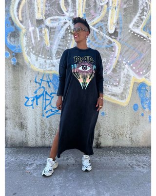 Vestido Negro Ojo Mad Influence