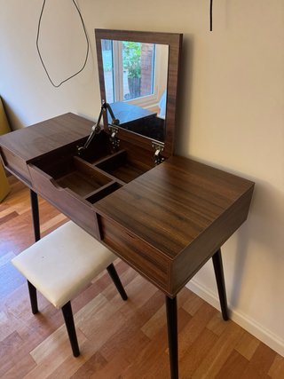 Mesa Tocador de Maquillaje de Roble