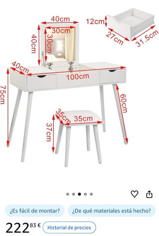 Mesa Tocador de Maquillaje de Roble