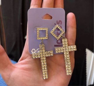 Pendientes de Cruz con Brillantes