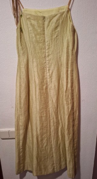Vestido de fiesta dorado y verde
