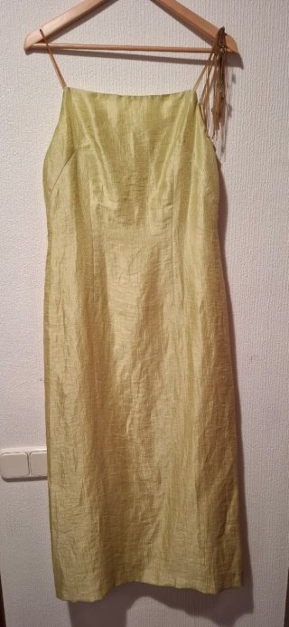 Vestido de fiesta dorado y verde