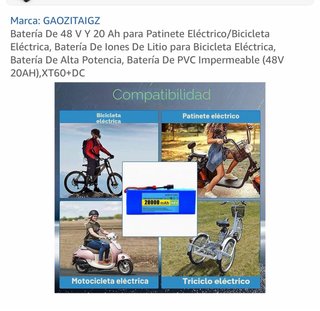 Batería 48V 20Ah Li-ion Patinete/Bici Eléctrica