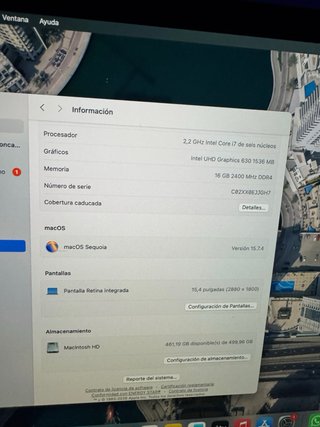 MacBook 2018 PRO 16GB RAM 500GB SSD 15,4 i7