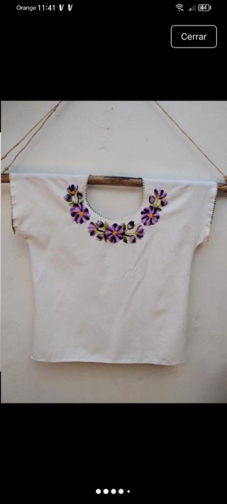 Camisa Huipil Bordada a Mano Étnica Vintag