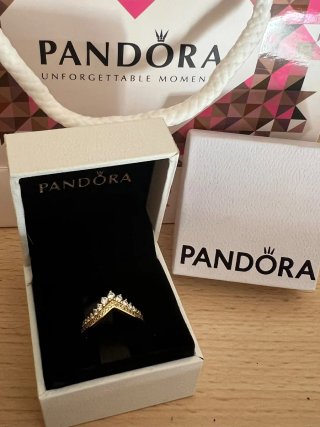 Anillo Pandora Corona Baño Oro 14k