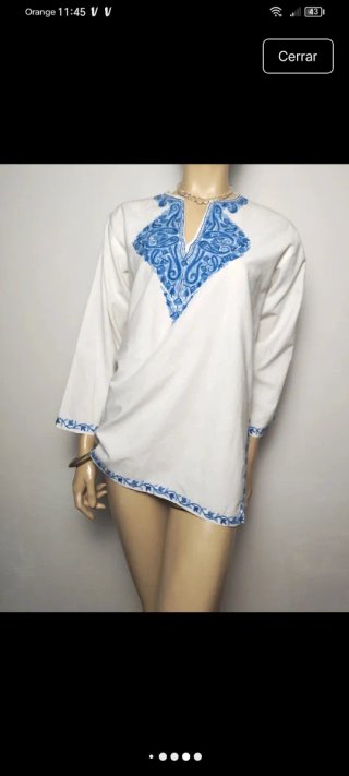 Camisa étnica bohemia bordada vintage