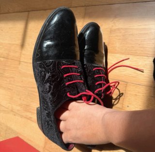 Blucher terciopelo y charol talla 39