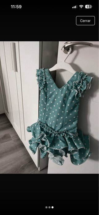 Trajes Flamenca Niña y Mujer Verde Agua