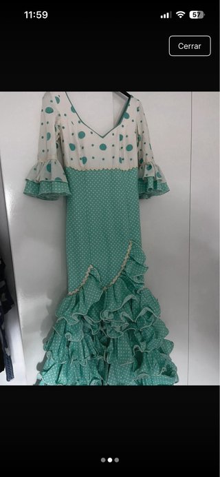 Trajes Flamenca Niña y Mujer Verde Agua