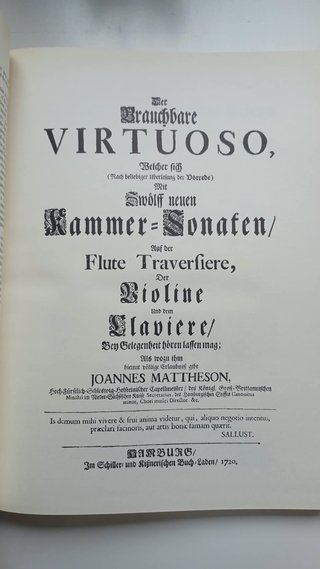 MATTHESON: XII Kammer-Sonaten. SPES Facsimiles